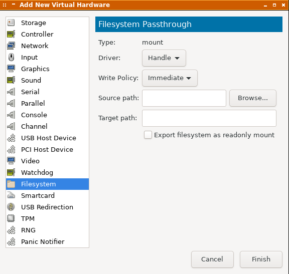Modifier les propriétés de la VM: ajout du share