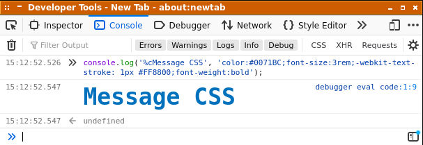 Console Javascript: CSS