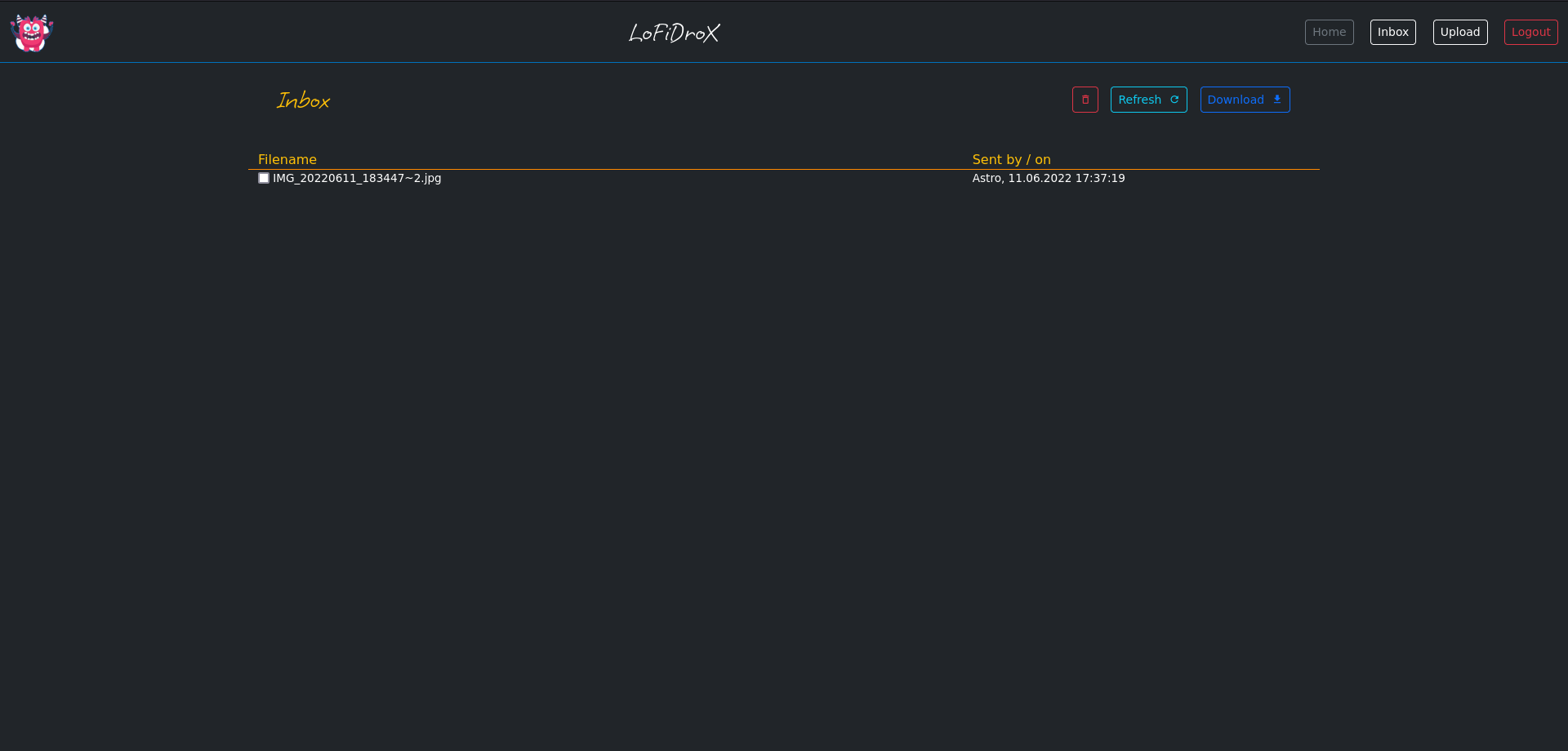 LoFiDroX: Inbox page