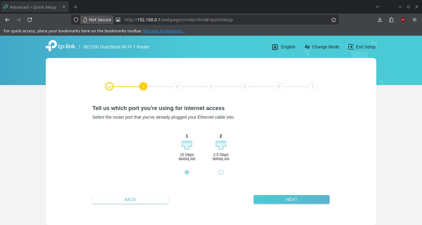Choix du port Internet